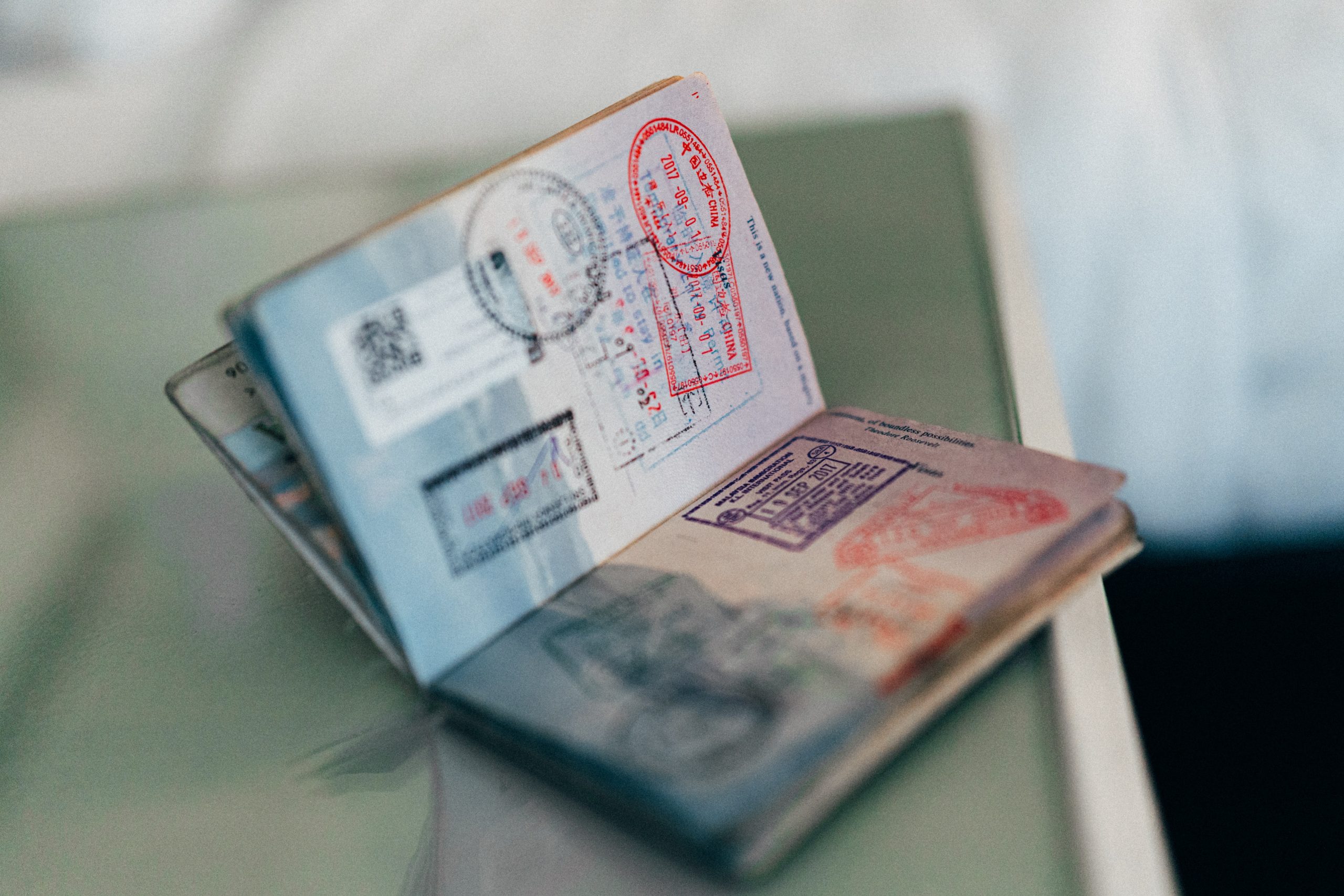 immigration visa sticker on a passport
