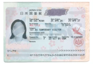 Mẫu visa du lịch Nhật Bản