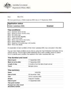 Diện visa 600 Úc_Visa 10 năm